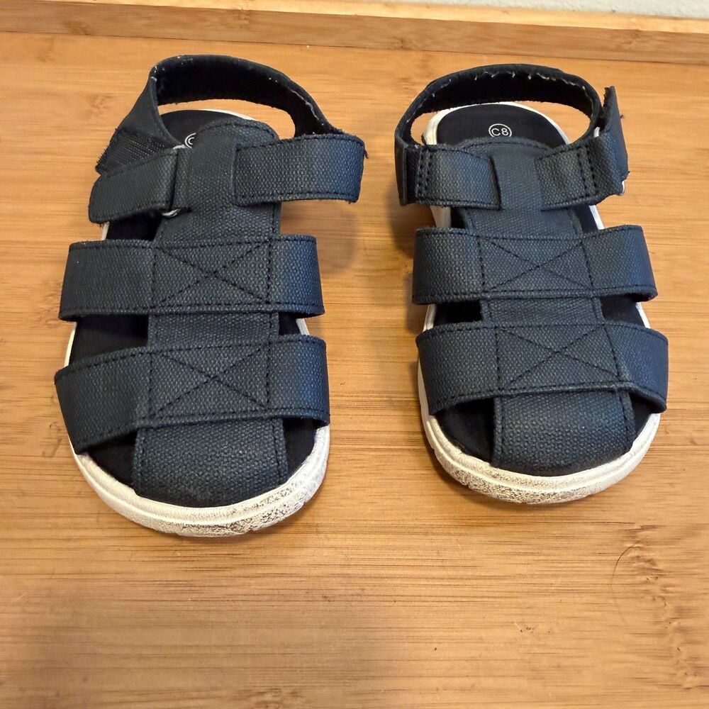 LUFFYMOMO Toddler Sandals Size 8 Black Sport Fisherman Hook Loop Summer Shoes